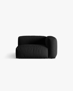 MODUL LATERAL PENTRU CANAPEA MARTINA, PE DREAPTA, NEGRU, TAPITAT CU TAPITERIE DIN TEXTIL STRUCTURAT BOSTON, MICADONI