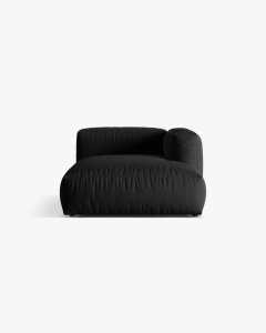 MODUL SEZLONG CANAPEA/COLTAR MARTINA, 130X176 CM, PE DREAPTA, NEGRU, TAPITAT CU TAPITERIE DIN TEXTIL STRUCTURAT BOSTON, MICADONI