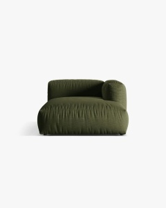 MODUL SEZLONG CANAPEA/COLTAR MARTINA, 130X176 CM, PE DREAPTA, VERDE, TAPITAT CU TAPITERIE DIN TEXTIL STRUCTURAT BOSTON, MICADONI