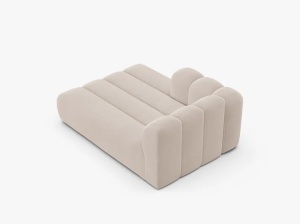 MODUL SEZLONG CANAPEA LUPIN, PE STANGA, BEJ DESCHIS, CU TAPITERIE DIN TEXTIL CATIFEA VENUS, MICADONI - Img 3