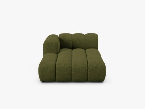 MODUL SEZLONG CANAPEA LUPIN, PE STANGA, VERDE MASLINIU INCHIS, CU TAPITERIE DIN TEXTIL BOUCLE BALOO, MICADONI