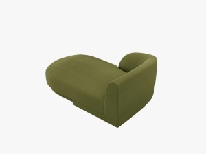 MODUL SEZLONG MILEY, PE STANGA, VERDE MASLINIU INCHIS, CU TAPITERIE DIN TEXTIL BOUCLE BALOO, MICADONI - Img 4