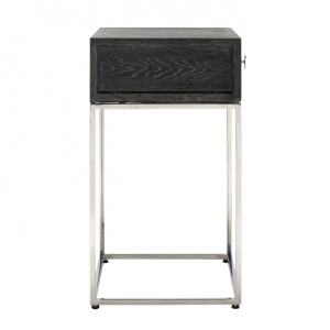 NOPTIERA BLACKBONE, NEGRU RUSTIC/CROM, DIN FURNIR DE STEJAR SI METAL, RICHMOND INTERIORS - Img 7