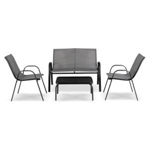 OFERTA 2026!!! SET MOBILIER DE GRADINA/TERASA, MINNESOTA, ARTIM MEBLE, DIN METAL, TECHNORATAN SI STICLA, CULOARE GRI - Img 2