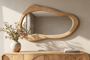 OGLINDA DE PERETE, ORGANIC 130CM, REALIZATA DIN LEMN DE MANGO, CULOARE CREM, VERTICAL/ORIZONTAL, ARTIM GROUP - Img 7