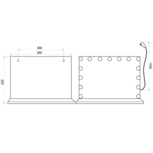 OGLINDA PENTRU BAIE, CU LED HOLLYWOOD ALBA, 80x60, CALITATE SUPERIOARA - Img 7
