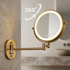 OGLINDA PENTRU MACHIAJ CU LED, GLOW OLD AURIU, CU ANTI-ABURIRE - Img 4