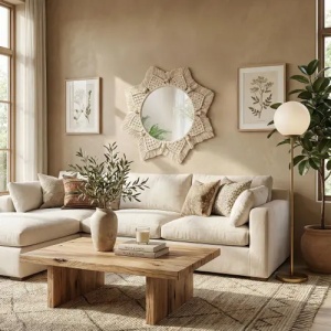 OGLINDA PENTRU PERETE BOHO 53 CM, 322048, REALIZATA MANUAL - Img 4