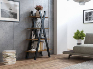 ORGANIZATOR TIPI NEGRU/STEJAR WOTAN, DIN PLACI LAMINATE SI METAL, STIL MODERN, SIGNAL