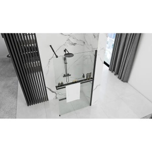 PARAVAN DE DUS AERO 120, NEGRU MAT, CALITATE SUPERIOARA - Img 2