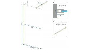 PARAVAN DE DUS REA AERO INTIMO WALK IN, 90CM, AURIU PERIAT, DIN STICLA, CALITATE SUPERIOARA - Img 5