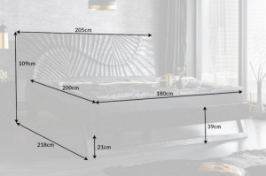 PAT 180X200CM, SCORPION, DIN LEMN MASIV MANGO NEGRU, SCULPTAT MANUAL, ARTIM GROUP SELECTION - Img 8