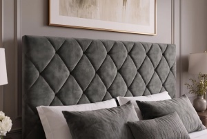 PAT CONFORTABIL ELYSIUM 180X200CM, CU SPATIU DE DEPOZITARE, REALIZAT DIN LEMN SI CATIFEA, CULOARE GRI, INVICTA INTERIOR - Img 9