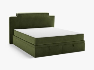 PAT CONTINENTAL TAPITAT PRINCESS, 140X200, VERDE ARMY, SOMIERA RABATABILA, CU TAPITERIE DIN CATIFEA MAGIC VELVET, MICADONI - Img 3