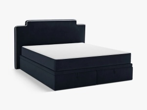 PAT CONTINENTAL TAPITAT PRINCESS, 180X200, ALBASTRU ROYAL, SOMIERA RABATABILA, CU TAPITERIE DIN CATIFEA MAGIC VELVET, MICADONI - Img 3