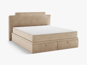 PAT CONTINENTAL TAPITAT PRINCESS, 180X200, IVORY/BEJ MIGDALAT, SOMIERA RABATABILA, CU TAPITERIE DIN CATIFEA MAGIC VELVET, MICADONI - Img 3