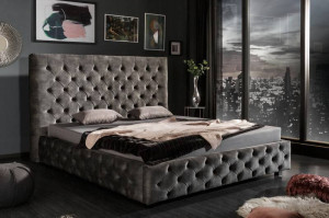 PAT DEOSEBIT, PARIS 180X200, DIN LEMN MASIV SI CATIFEA DE CULOARE OLIVE GRI, STIL CHESTERFIELD - Img 3