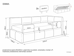 PAT DIVAN STIL LEO RAVEN, 90X180 CM, BEJ RAVEN 30, TAPITERIE DIN TEXTIL RAVEN, STIL MODERN - Img 2