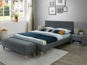 PAT DORMITOR AZURRO, 140 CM, GRI BLUVEL 14, TAPITERIE DIN CATIFEA, STIL MODERN