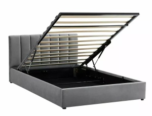 PAT DORMITOR STIL MONTREAL, CU SPATIU DE DEPOZITARE, 120 CM, GRI TAP 192, TAPITERIE DIN CATIFEA, STIL MODERN - Img 5
