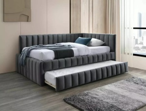 PAT EXTENSIBIL STIL ALFIE, 120 CM, GRI BLUVEL 14, TAPITERIE DIN CATIFEA, STIL MODERN