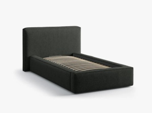 PAT SINGLE, TAPITAT, JODIE, NEGRU, SOMIERA RABATABILA, CU TAPITERIE DIN TEXTIL BOUCLE BALLO, MICADONI - Img 3