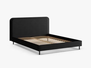 PAT TAPITAT AVELINE, 160X200, NEGRU, CU TAPITERIE DIN TEXTIL STRUCTURAT WIND, MICADONI - Img 3