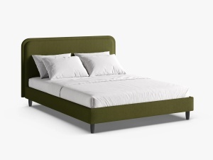 PAT TAPITAT AVELINE, 200X200, VERDE MASLINIU INCHIS, CU TAPITERIE DIN TEXTIL BOUCLE BALOO, MICADONI