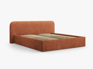 PAT TAPITAT, ELIZABETH, 140x200, ROSU, CU TAPITERIE DIN TEXTIL STRUCTURAT BABEL, MICADONI - Img 3