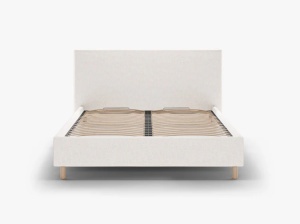 PAT TAPITAT, ELOISE, 140x200, BEJ DESCHIS, SOMIERA RABATABILA, CU TAPITERIE DIN TEXTIL STRUCTURAT MOLYBDEN, MICADONI - Img 2