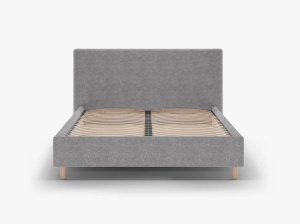 PAT TAPITAT, ELOISE, 160x200, GRI DESCHIS, SOMIERA RABATABILA, CU TAPITERIE DIN TEXTIL BOUCLE ROLF, MICADONI - Img 2