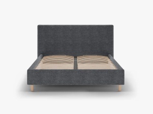 PAT TAPITAT, ELOISE, 180x200, GRI INCHIS, SOMIERA RABATABILA, CU TAPITERIE DIN TEXTIL BOUCLE ROLF, MICADONI - Img 2
