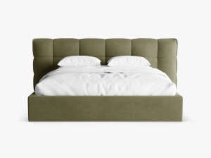 PAT TAPITAT ERIC, 160X200, VERDE DESCHIS, CU TAPITERIE DIN CATIFEA VELVET CAZINO, MICADONI - Img 3