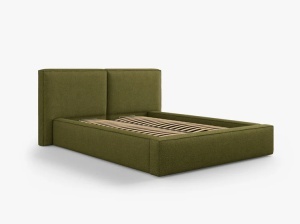PAT TAPITAT JODIE, 200X200, VERDE MASINIU INCHIS, SOMIERA RABATABILA, CU TAPITERIE DIN TEXTIL BOUCLE BALOO, MICADONI - Img 2