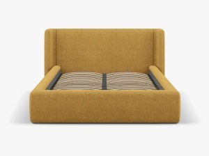 PAT TAPITAT, JOLENE, 140x200, MASLINIU DESCHIS, SOMIERA RABATABILA, CU TAPITERIE DIN TEXTIL STRUCTURAT WIND, MICADONI - Img 2