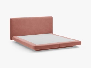 PAT TAPITAT LINEA, 180X200, ROZ, CU TAPITERIE DIN CATIFEA MAGIC VELVET, MICADONI - Img 3