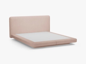 PAT TAPITAT LINEA, 200X200, ROZ PUDRA, CU TAPITERIE DIN TEXTIL BOUCLE BALOO, MICADONI - Img 3