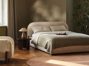 PAT TAPITAT, MURADA, 140x200, MELANJ ALBASTRU, CU TAPITERIE DIN TEXTIL CHENILLE TRACY, MICADONI - Img 5