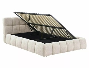 PAT TAPITAT PARMA RAVEN 160X200, BEJ, TAPITERIE DIN TEXTIL SI PICIOARE DIN METAL, CU SOMIERA RABATABILA, STIL MODERN - Img 8