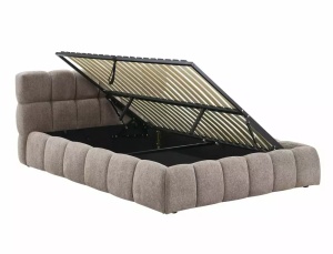 PAT TAPITAT STIL PARMA, RAVEN 160X200, BEJ INCHIS 30, TAPITERIE DIN TEXTIL SI PICIOARE DIN METAL, CU SOMIERA RABATABILA, STIL MODERN - Img 3