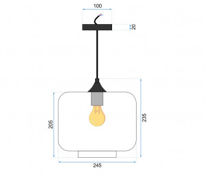 PENDUL GLASS LOFT APP312-1CP, 24,5x20,5 cm, NEGRU/TRANSPARENT, DIN METAL SI STICLA, STIL MODERN, TU - Img 5