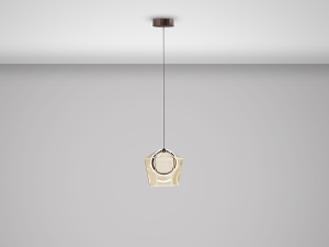PENDUL INGRID, 35/160 CM, BRONZ PERIAT/SAMPANIE, DIN ALUMINIU SI STICLA, STIL MODERN - Img 5