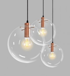 PENDUL LASSI ROSE GOLD APP041-1CP, 30x30/90 cm, ROZ AURIU SI NEGRU, DIN STICLA SI METAL DE INALTA CALITATE, STIL MODERN, TU - Img 2