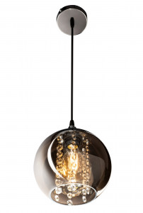 PENDUL MIRROR CRYSTALS APP600-1CP, 20 cm, NEGRU/ARGINTIU, DIN OTEL, METAL SI STICLA, STIL MODERN, TU - Img 2