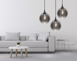 PENDUL MIRROR CRYSTALS APP600-1CP, 20 cm, NEGRU/ARGINTIU, DIN OTEL, METAL SI STICLA, STIL MODERN, TU - Img 7