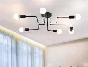 PLAFONIERA CU 6 BECURI AGARO APP014-6CW, 109x69 cm, NEGRU, DIN OTEL SI METAL DE INALTA CALITATE, STIL MODERN, TU - Img 3