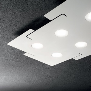 PLAFONIERA TOTEM PL6, ALB, DIN METAL, STIL MODERN - Img 2