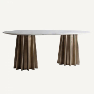 PROMOTIE!!!!! MASA DINING LEZEY, ALBA/AURIE DIN MARMURA SI OTEL 200CM, STIL MODERN, VICAL HOME - Img 3