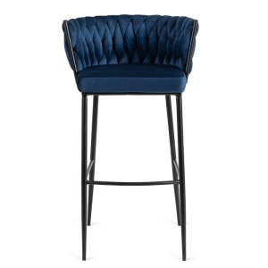 SCAUN BAR, ARTIM MEBLE, REALIZAT DIN CATIFEA SI METAL, CULOARE ALBASTRU/NEGRU, STIL MODERN - Img 3