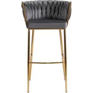 SCAUN BAR, ARTIM MEBLE, REALIZAT DIN CATIFEA SI METAL, CULOARE GRI/AURIU, STIL MODERN - Img 2